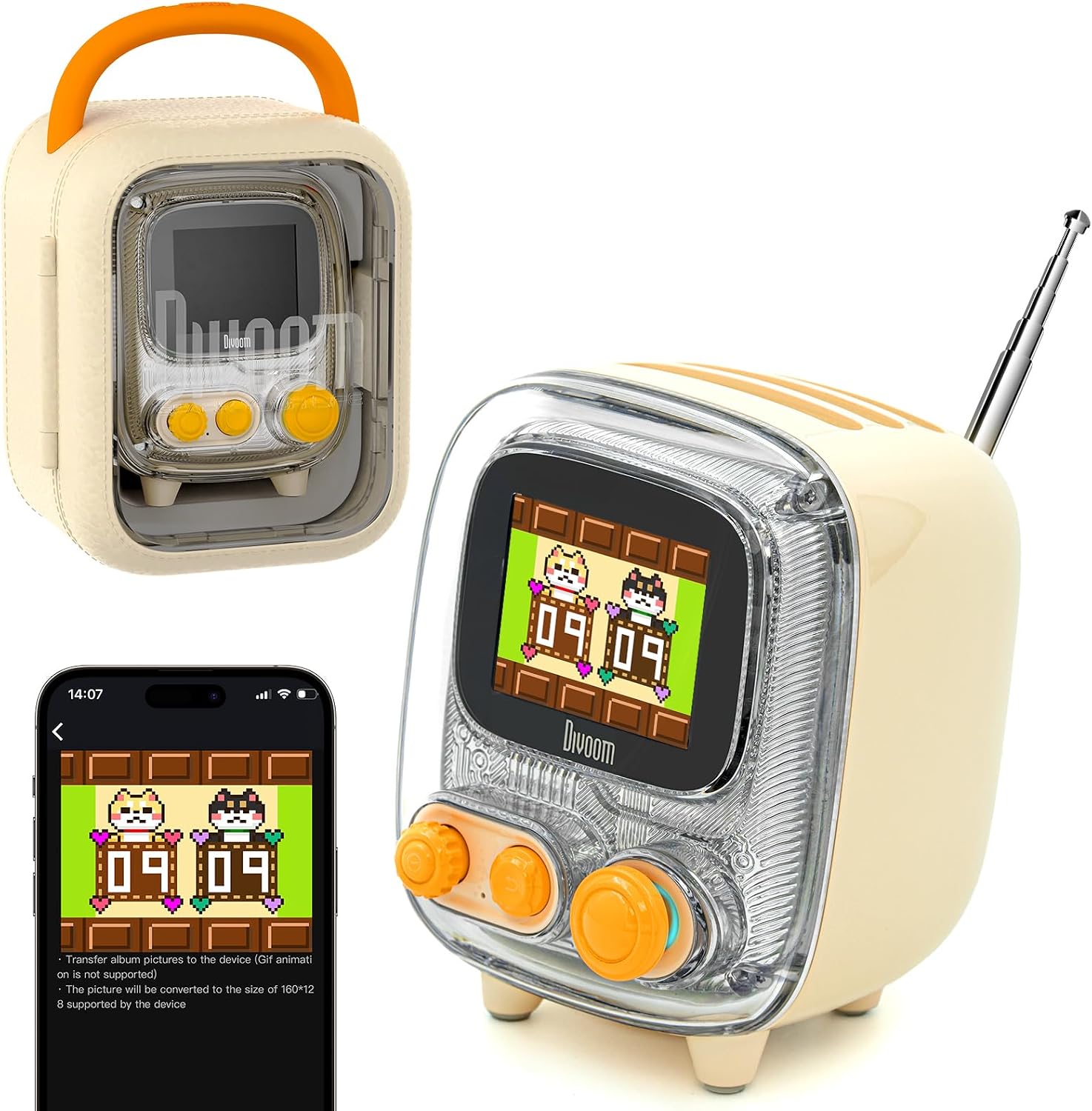 Divoom Tiivoo-2 FMラジオ Bluetoothスピーカー 目覚まし時計付き